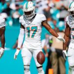 Tyreek Hill Jaylen Waddle Raheem Mostert 101923 Getty FTR